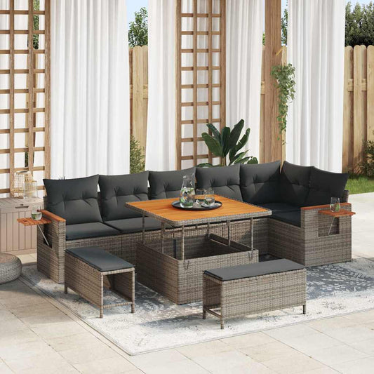 vidaXL Σετ Καναπέ Κήπου με μαξιλάρι 11 pcs Γκρι συνθετικό ρατάν