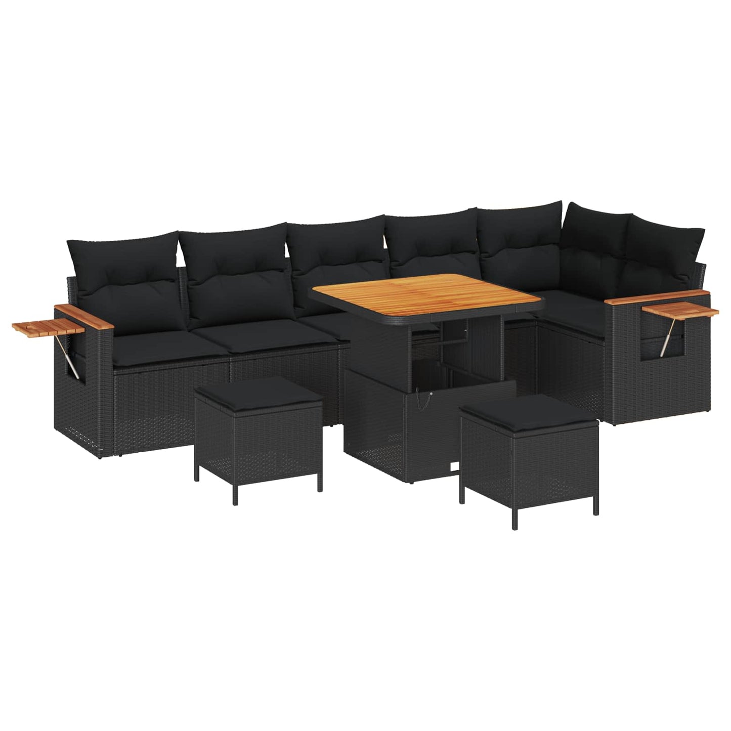 vidaXL Σετ Καναπέ Κήπου με μαξιλάρι 11 pcs Μαύρο συνθετικό ρατάν
