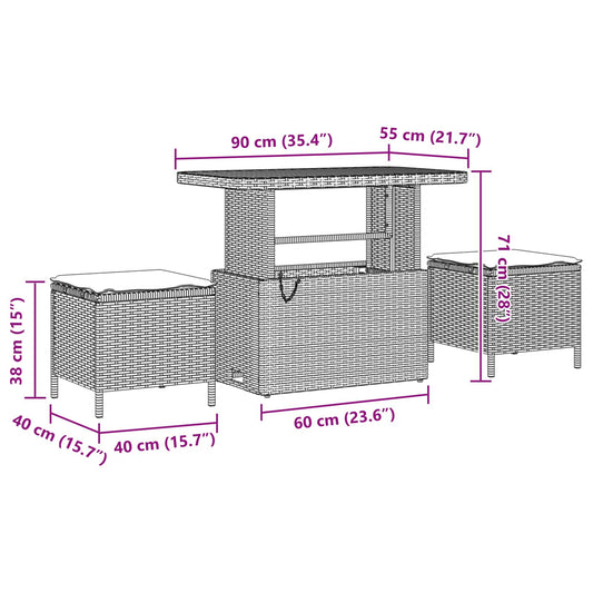 vidaXL Σετ Καναπέ Κήπου με μαξιλάρι 11 pcs Μαύρο συνθετικό ρατάν