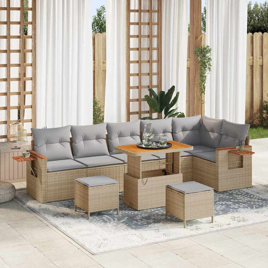 vidaXL Σετ Καναπέ Κήπου 11 pcs Μπέζ και Ανοιχτό Γκρι συνθετικό ρατάν