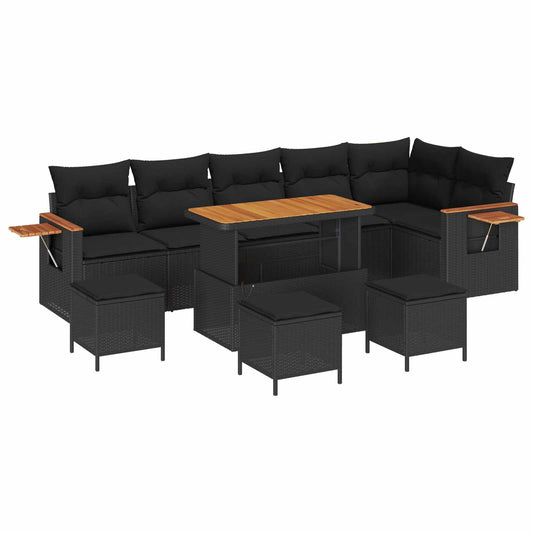 vidaXL Σετ Καναπέ Κήπου με μαξιλάρι 12 pcs Μαύρο συνθετικό ρατάν