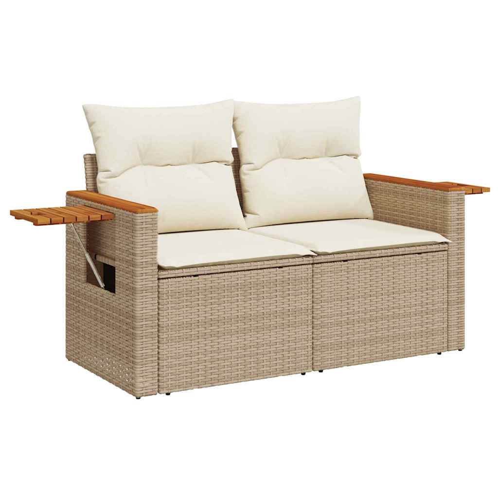 vidaXL Σετ Καναπέ Κήπου με μαξιλάρι 13 pcs Μπεζ Πολυ ράταν