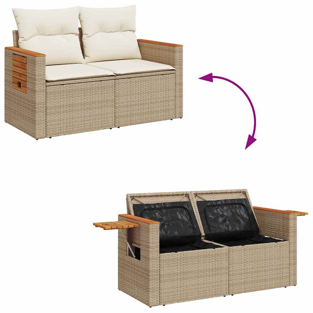 vidaXL Σετ Καναπέ Κήπου με μαξιλάρι 13 pcs Μπεζ Πολυ ράταν