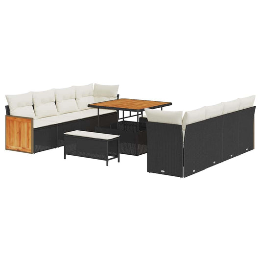 vidaXL Σετ Καναπέ Κήπου 11 pcs Μαύρο και Κρέμα 100 x 100 x 71 cm