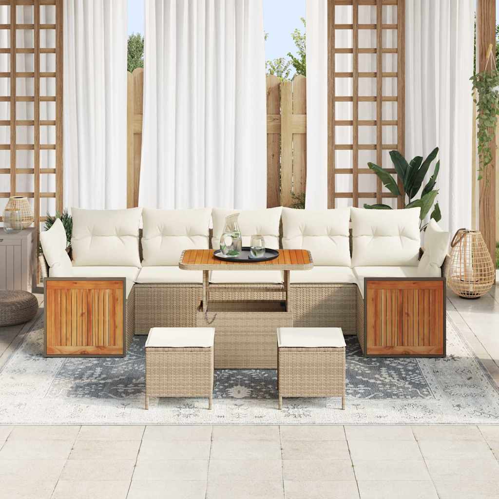 vidaXL Σετ Καναπέ Κήπου 10 pcs Μπεζ 90 x 55 x 71 cm συνθετικό ρατάν