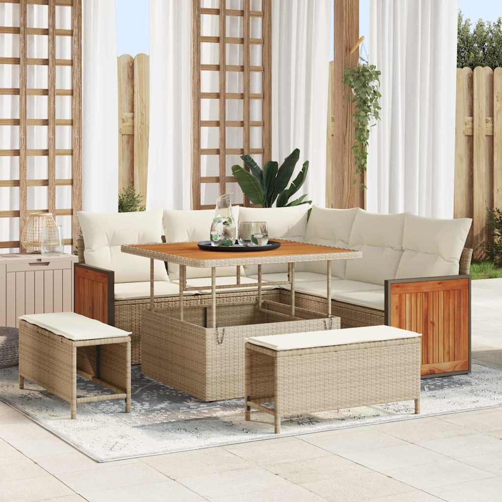 vidaXL Σετ Καναπέ Κήπου 8 pcs Μπεζ και Κρέμα 100 x 100 x 71 cm