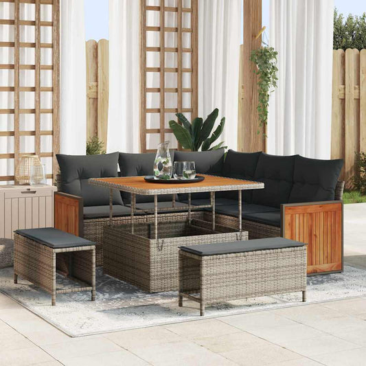 vidaXL Σετ Καναπέ Κήπου 8 pcs Γκρι Σκούρο γκρι συνθετικό ρατάν