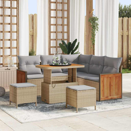 vidaXL Σετ Καναπέ Κήπου 9 pcs Μπέζ και Ανοιχτό Γκρι συνθετικό ρατάν