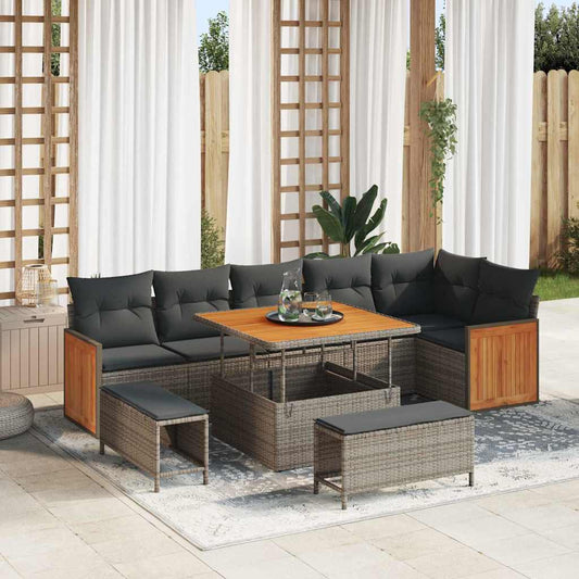 vidaXL Σετ Καναπέ Κήπου με μαξιλάρι 11 pcs Γκρι συνθετικό ρατάν
