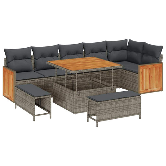 vidaXL Σετ Καναπέ Κήπου με μαξιλάρι 11 pcs Γκρι συνθετικό ρατάν
