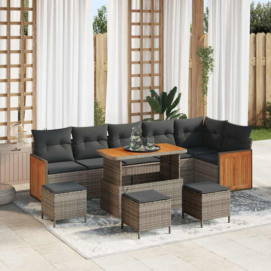 vidaXL Σετ Καναπέ Κήπου με μαξιλάρι 12 pcs Γκρι συνθετικό ρατάν