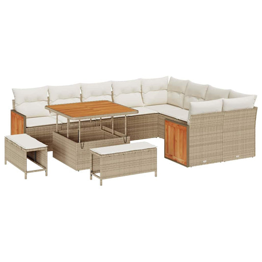 vidaXL Σετ Καναπέ Κήπου 12 pcs Μπεζ και Κρέμα 100 x 100 x 71 cm