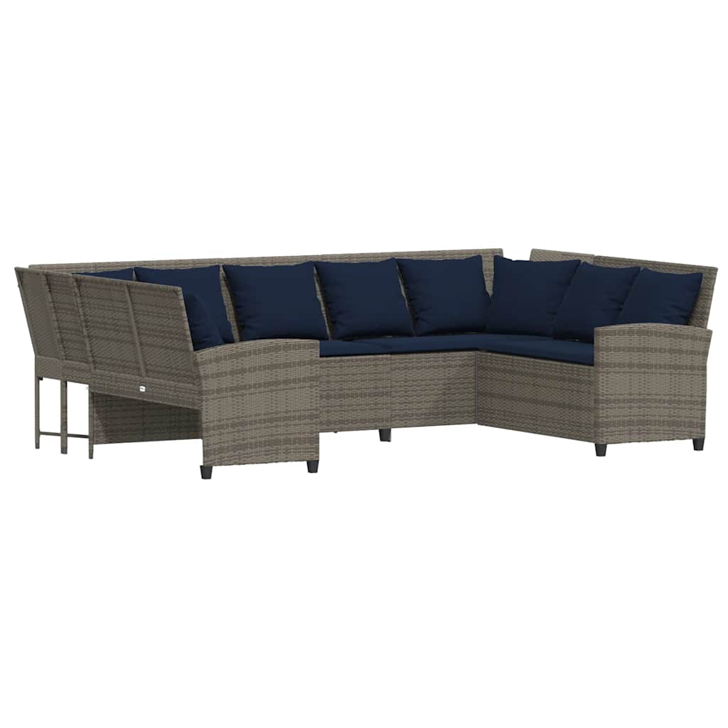 vidaXL Καναπές Κήπου Γκρι από Συνθετικό Ρατάν με Μαξιλάρια