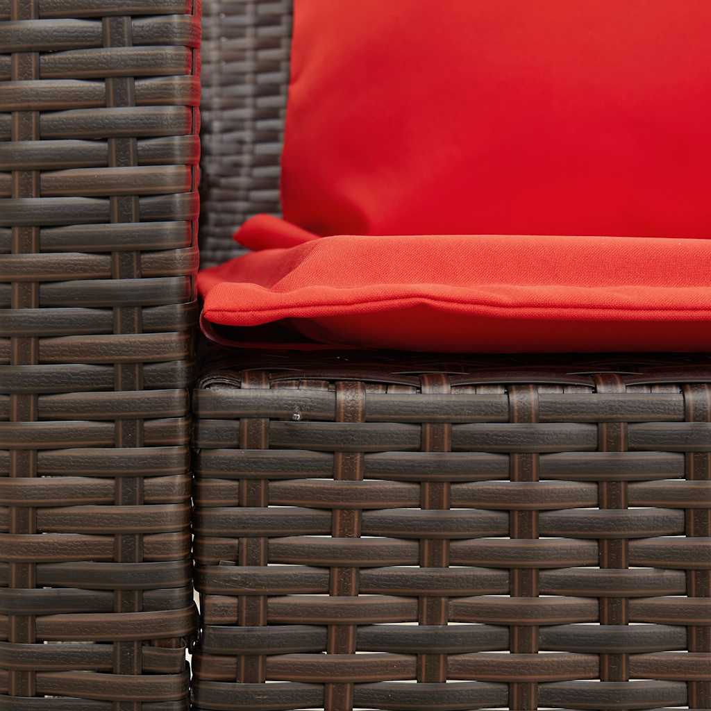 vidaXL Καναπές κήπου με Μαξιλάρια Καφέ από Συνθετικό Ρατάν