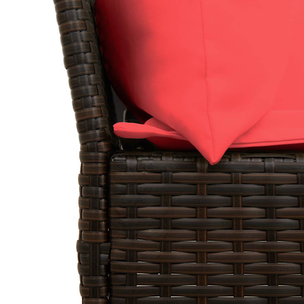 vidaXL Καναπές κήπου με Μαξιλάρια Καφέ από Συνθετικό Ρατάν