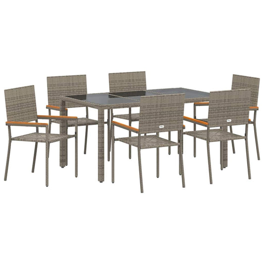 vidaXL Σέτ φαγητού για κήπο 7 pcs Γκρι συνθετικό ρατάν
