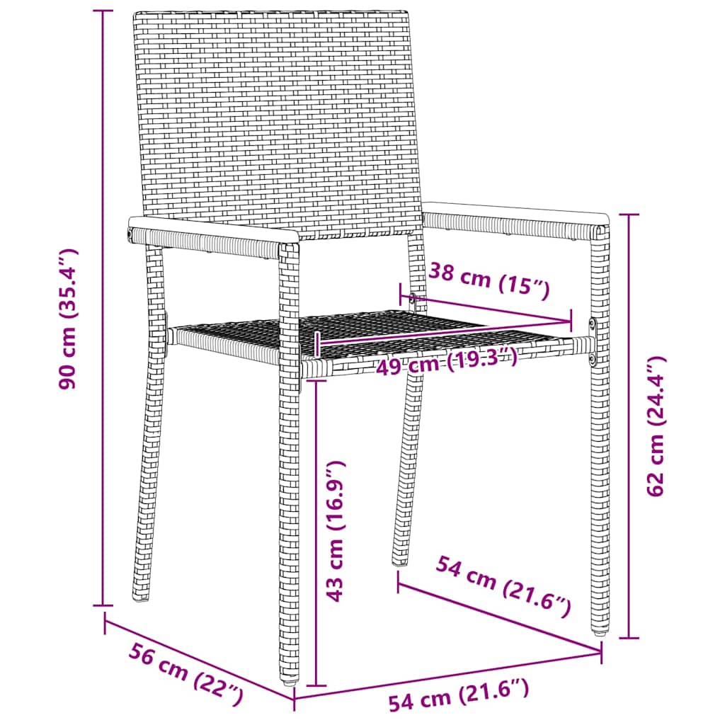 vidaXL Σέτ φαγητού για κήπο 5 pcs Μαύρο και Ξύλο συνθετικό ρατάν