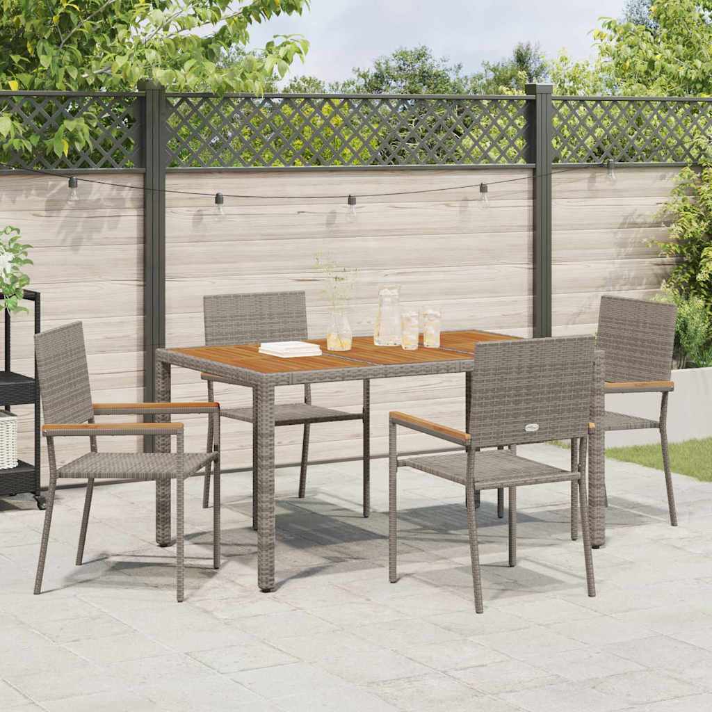 vidaXL Σέτ φαγητού για κήπο 5 pcs Γκρι συνθετικό ρατάν