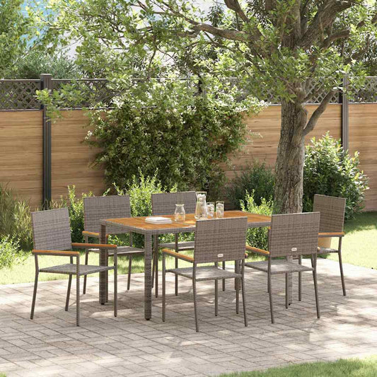 vidaXL Σέτ φαγητού για κήπο 7 pcs Γκρι συνθετικό ρατάν