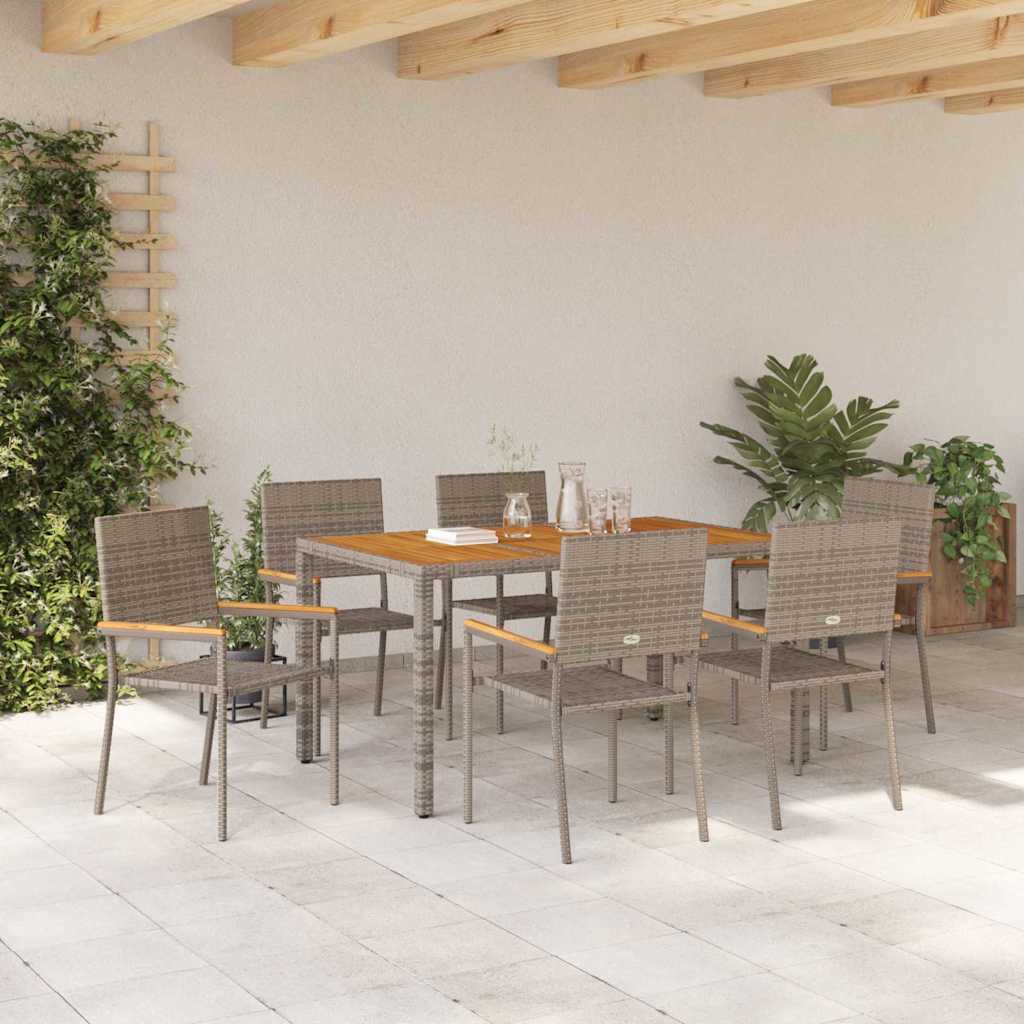 vidaXL Σέτ φαγητού για κήπο 7 pcs Γκρι συνθετικό ρατάν