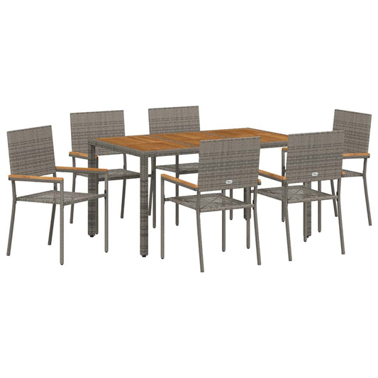 vidaXL Σέτ φαγητού για κήπο 7 pcs Γκρι συνθετικό ρατάν