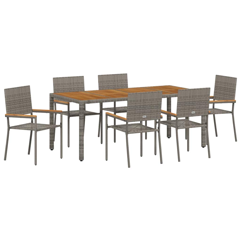 vidaXL Σέτ φαγητού για κήπο 7 pcs Γκρι συνθετικό ρατάν