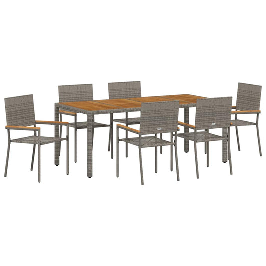 vidaXL Σέτ φαγητού για κήπο 7 pcs Γκρι συνθετικό ρατάν