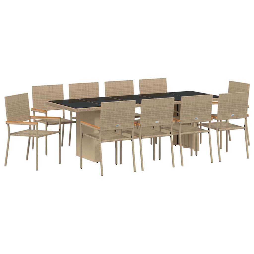 vidaXL Σετ Κήπου 11 Τεμαχίων Μπεζ Πολυ Ρατάν