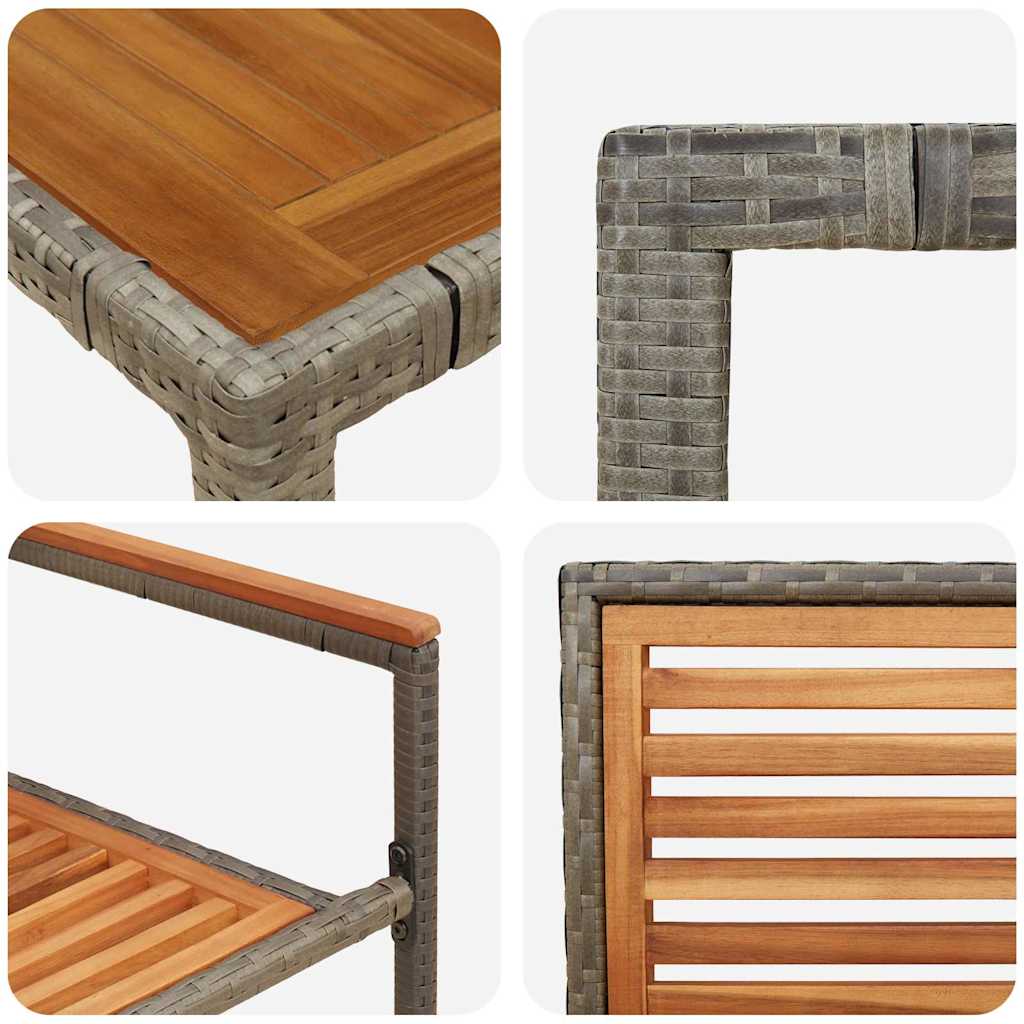 Σετ Τραπεζαρίας 7 κομματιών κήπου vidaXL Γκρι Πολυ Ρατάν Ακακία