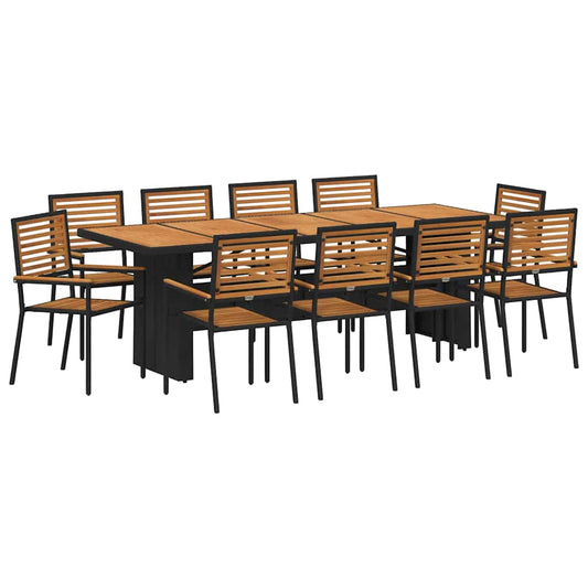 vidaXL Σέτ φαγητού για κήπο 11 pcs Μαύρο και Καφέ συνθετικό ρατάν