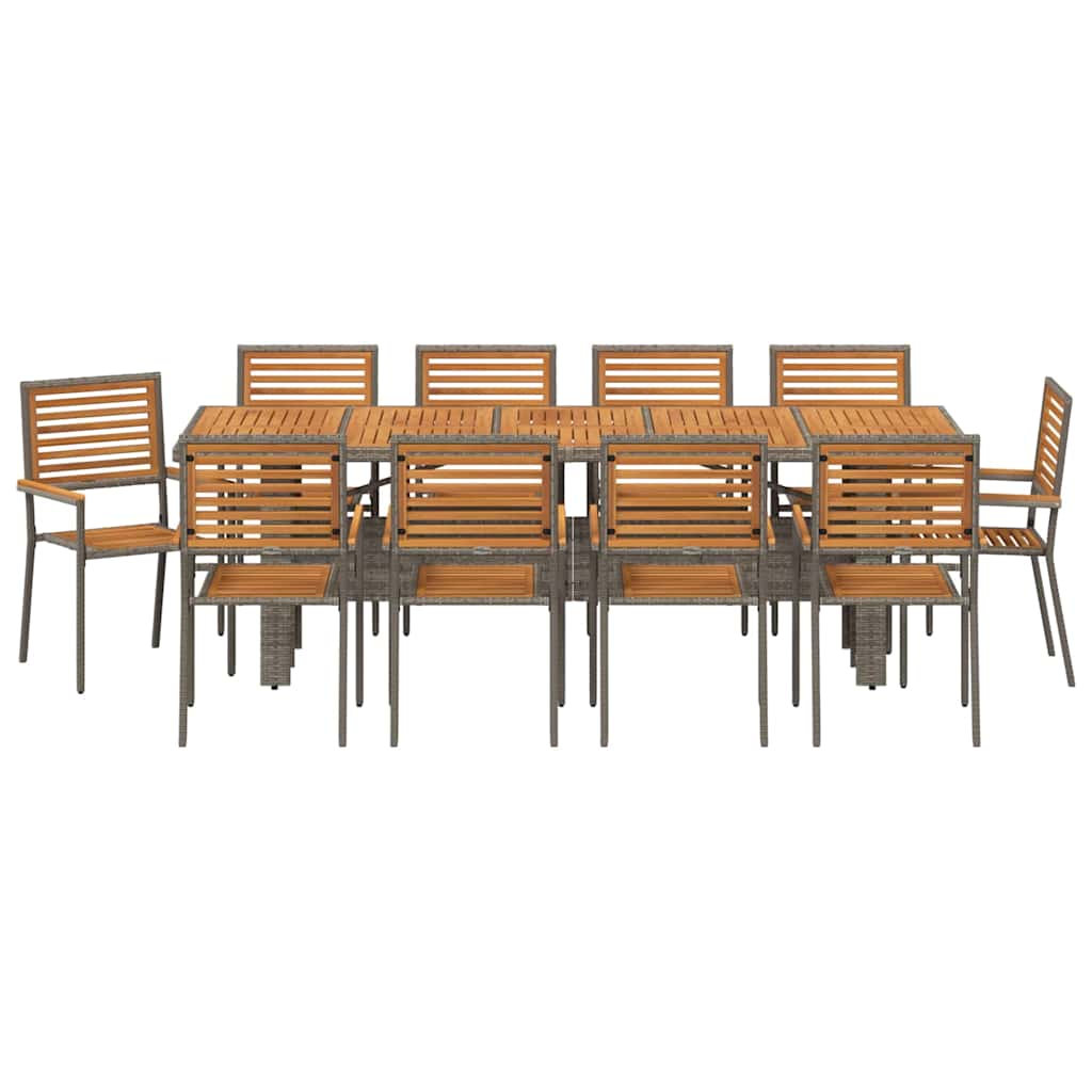 vidaXL Σέτ φαγητού για κήπο 11 pcs Γκρι και Καφέ συνθετικό ρατάν