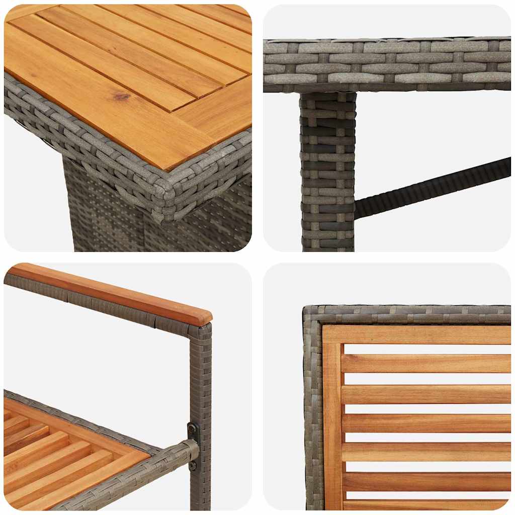 vidaXL 7 Τεμαχίων Σετ Φαγητού Κήπου Γκρι Πολυ Ρατάν Ακακίας