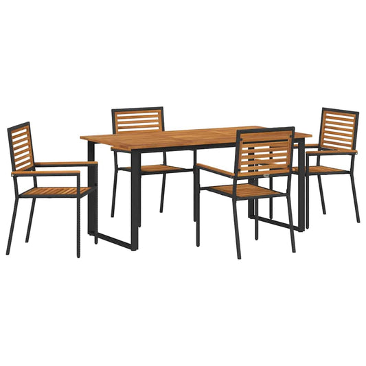 vidaXL Σέτ φαγητού για κήπο 5 pcs Μαύρο Στερεό Ξύλο Ακακίας