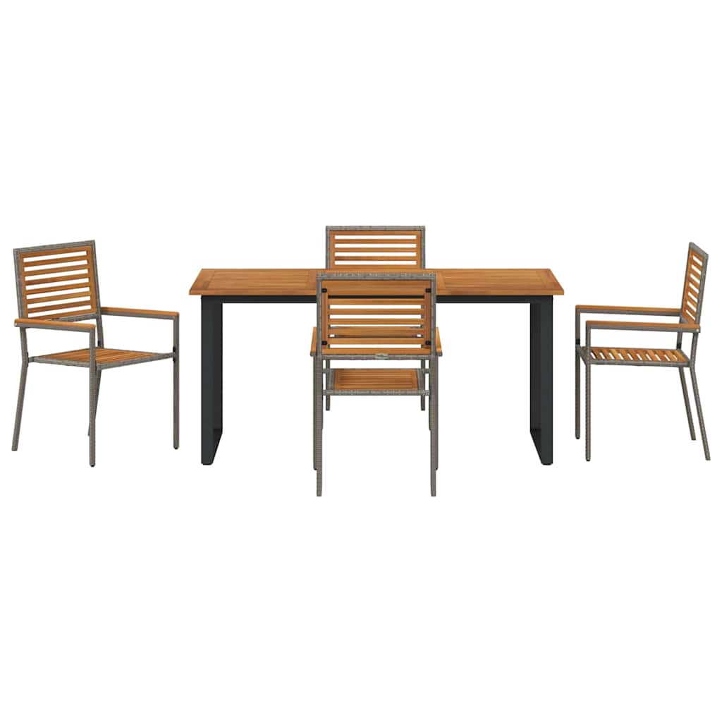 vidaXL Σέτ φαγητού για κήπο 5 pcs Γκρι Στερεό Ξύλο Ακακίας