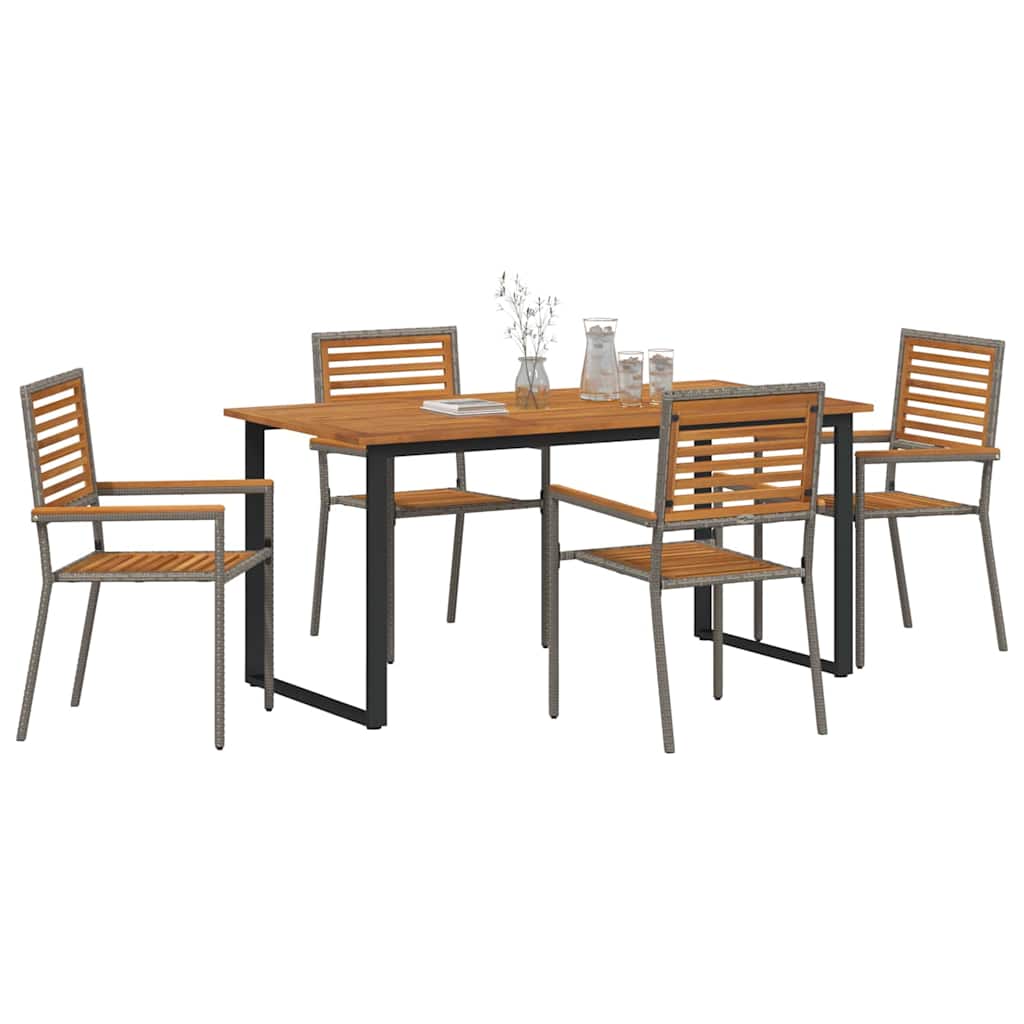 vidaXL Σέτ φαγητού για κήπο 5 pcs Γκρι Στερεό Ξύλο Ακακίας