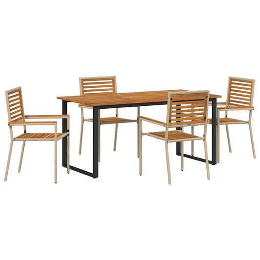 vidaXL Σέτ φαγητού για κήπο 5 pcs Μπεζ Στερεό Ξύλο Ακακίας