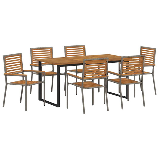 vidaXL Σέτ φαγητού για κήπο 7 pcs Γκρι Στερεό Ξύλο Ακακίας
