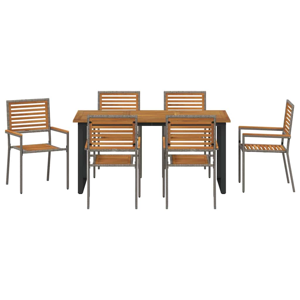 vidaXL Σέτ φαγητού για κήπο 7 pcs Γκρι Στερεό Ξύλο Ακακίας