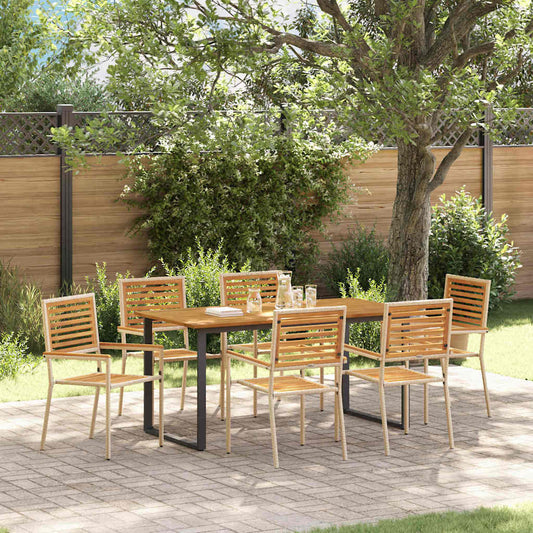 vidaXL Σέτ φαγητού για κήπο 7 pcs Μπεζ Στερεό Ξύλο Ακακίας