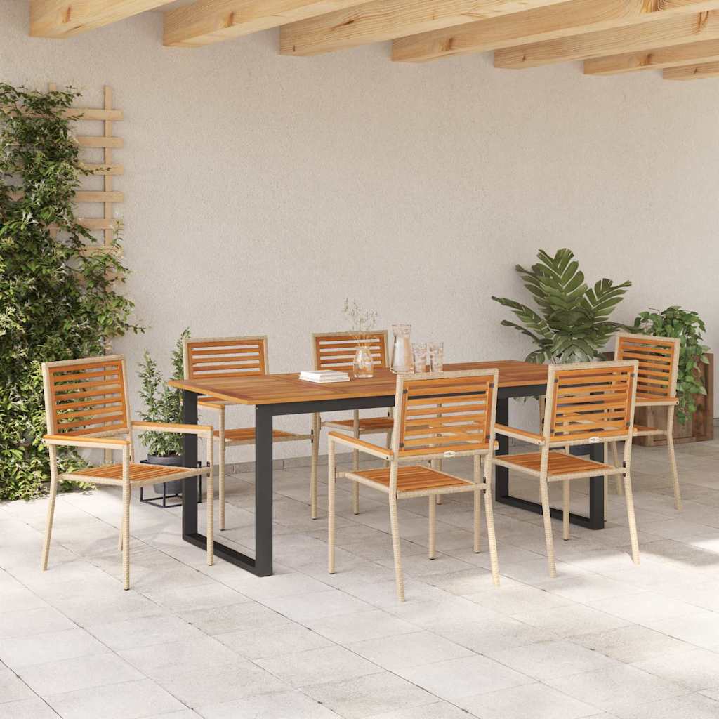 vidaXL Σέτ φαγητού για κήπο 7 pcs Μπεζ Στερεό Ξύλο Ακακίας