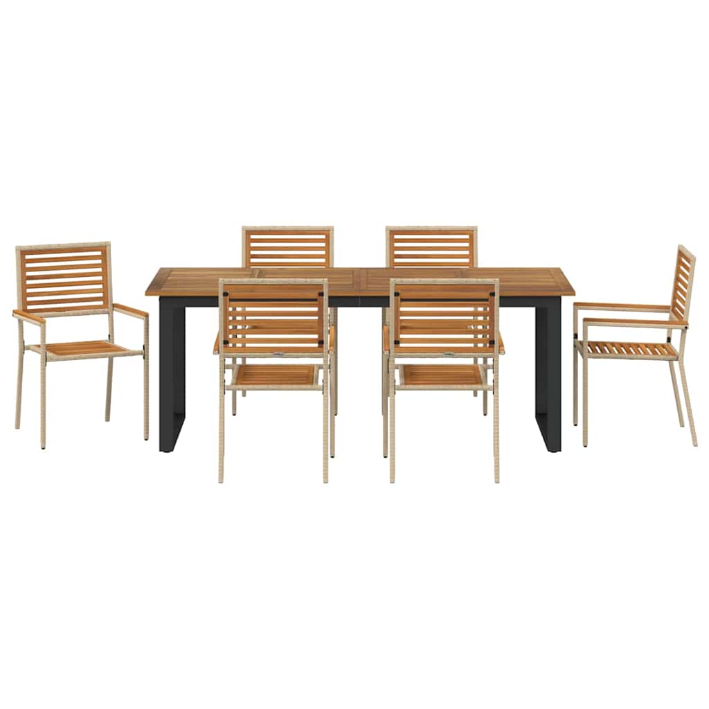 vidaXL Σέτ φαγητού για κήπο 7 pcs Μπεζ Στερεό Ξύλο Ακακίας
