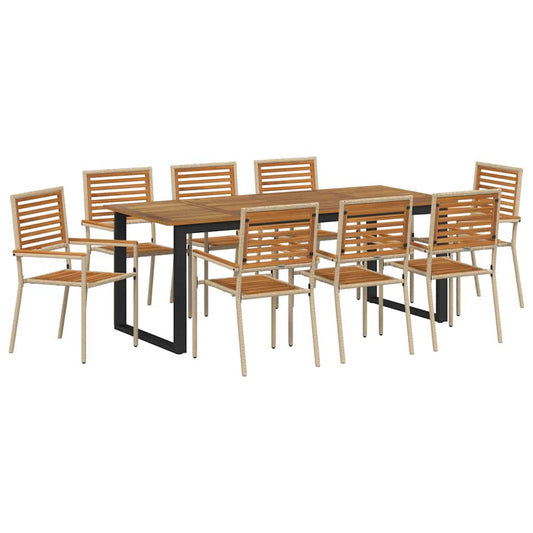 vidaXL Σέτ φαγητού για κήπο 9 pcs Μπεζ Στερεό Ξύλο Ακακίας