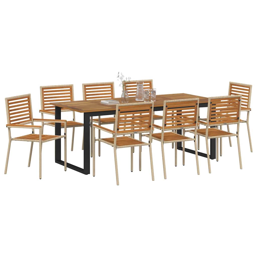 vidaXL Σέτ φαγητού για κήπο 9 pcs Μπεζ Στερεό Ξύλο Ακακίας