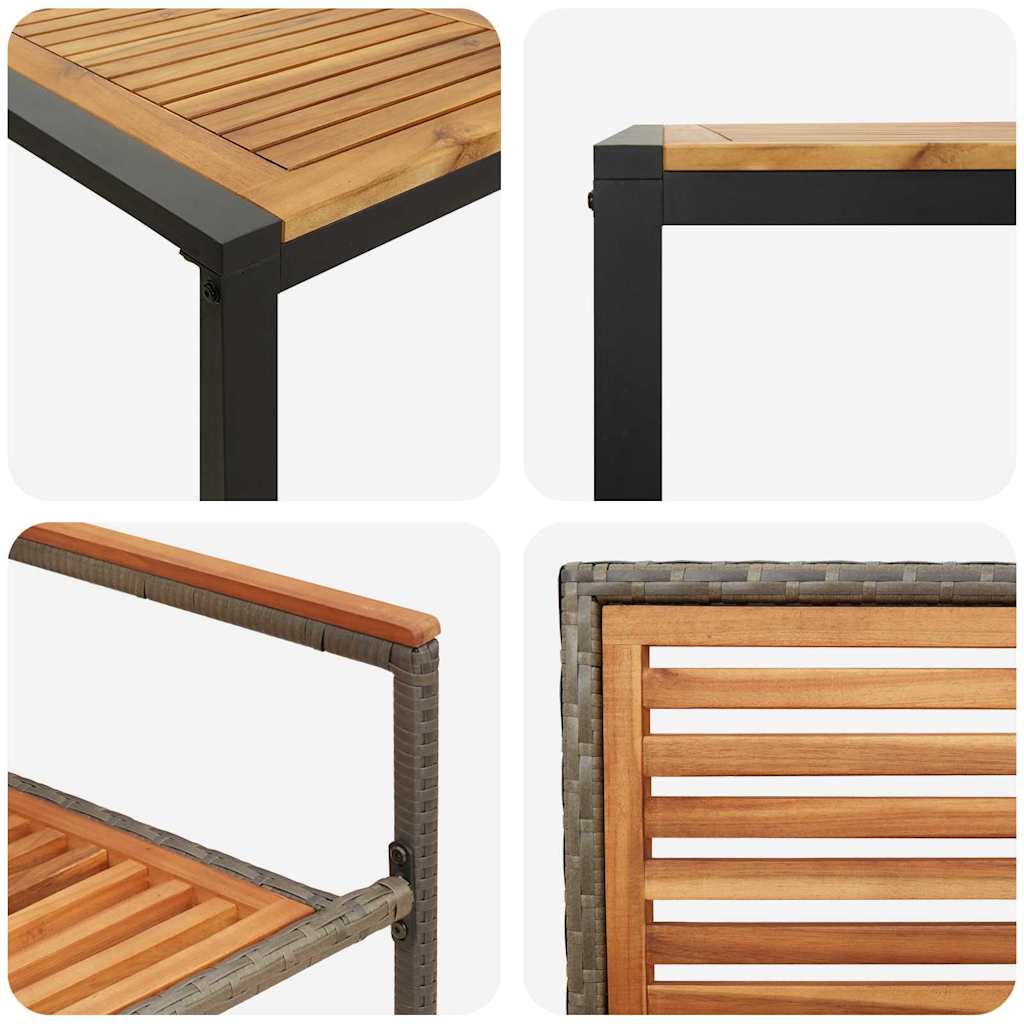 vidaXL Σετ 5 τεμαχίων Τραπεζιού Κήπου Γκρι Πολυ Ράτταν Ακανθώδη