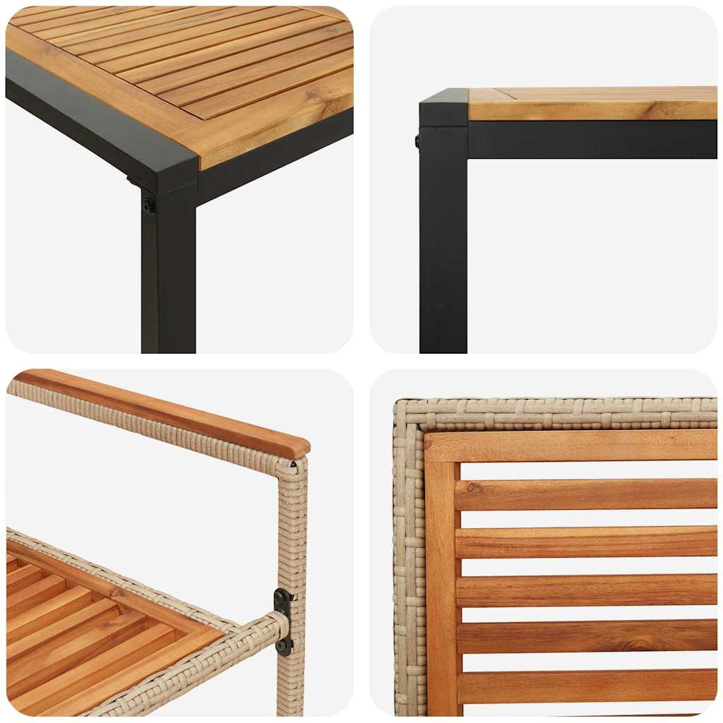 vidaXL Σετ Τραπεζαρίας Κήπου 5 τεμαχίων Μπεζ Πολυ Ρατάν Ακακία