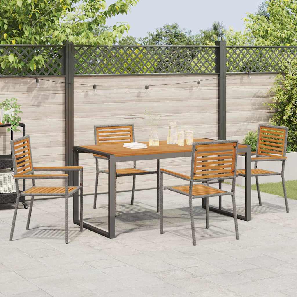 vidaXL Σέτ φαγητού για κήπο 5 pcs Γκρι και Καφέ συνθετικό ρατάν
