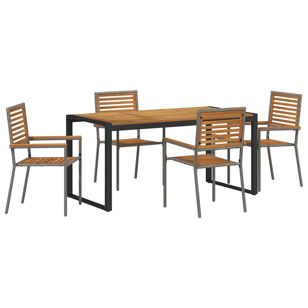 vidaXL Σέτ φαγητού για κήπο 5 pcs Γκρι και Καφέ συνθετικό ρατάν