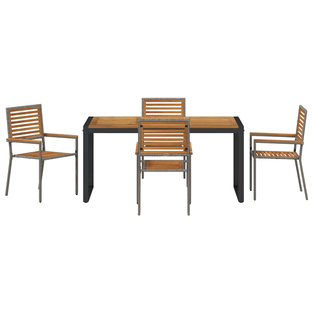 vidaXL Σέτ φαγητού για κήπο 5 pcs Γκρι και Καφέ συνθετικό ρατάν