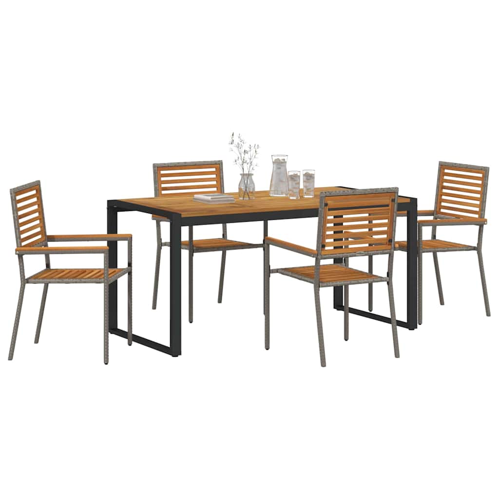 vidaXL Σέτ φαγητού για κήπο 5 pcs Γκρι και Καφέ συνθετικό ρατάν