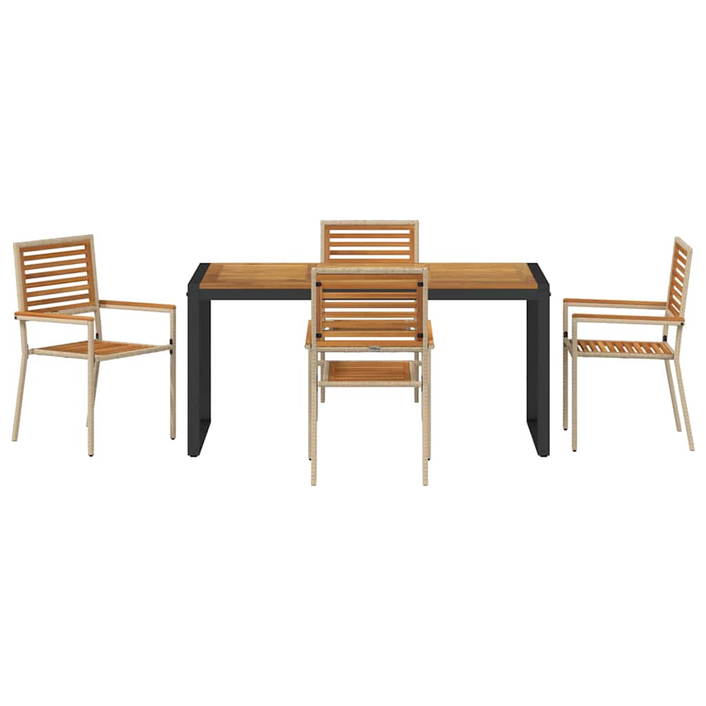 vidaXL Σέτ φαγητού για κήπο 5 pcs Μπεζ και καφέ συνθετικό ρατάν